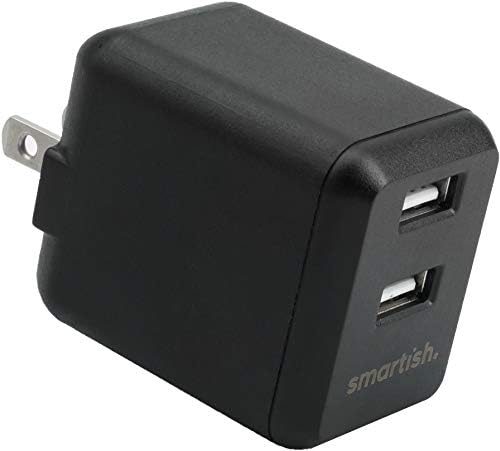 Smartish 2 Port USB Wall Charger - Charge Shack Maximum Speed 4.8 Amp Quick Charger Compatible with iPhone Android and All USB Devices (Silk) - Black