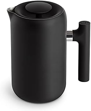 Fellow Clara Insulated Coffee Maker with Enhanced Filtration System - Portable French Press Stainless Steel - 24 oz Carafe - Matte Black