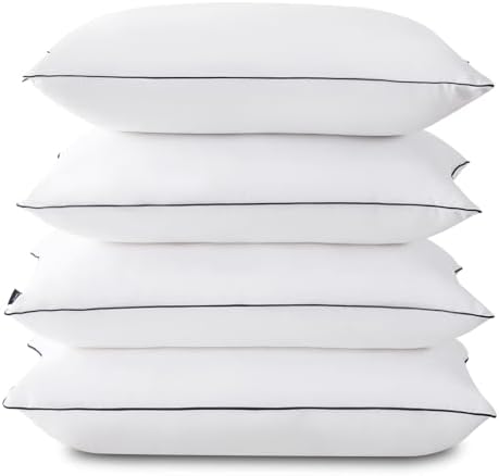 GOHOME Pillows Queen Size Set of 4 - Bed Pillows for Sleeping 4 Pack, Cooling Supportive Hotel Pillows with Premium Soft Down Alternative Fill for Side Stomach and Back Sleepers