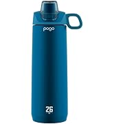 Pogo Active Vacuum Insulated Stainless Steel Water Bottle with Leak Proof Chug Lid and Silicone C...