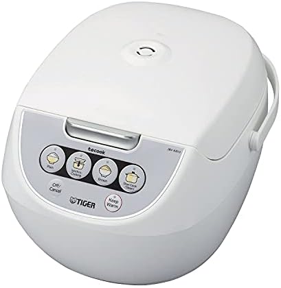 TIGER JBV-A18U 10-Cup (Uncooked) Micom Rice Cooker and Warmer with Tacook Food Steamer Cooking Tray Technology, White