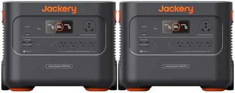 Jackery Explorer Kit 4000 Plus, 2X Portable Power Station Explorer 2000 Plus, Solar Generator with 4085Wh LiFePO4 Battery 6000W Output, Compatible with Solar Panel for Outdoor RV Camping & Emergency