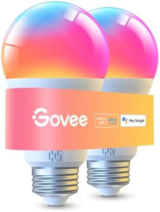 Govee LED Smart Light Bulbs, 1000LM Color Changing Light Bulb, Wi-Fi & Bluetooth Light Bulbs, Work with Alexa and Google Assistant, Dimmable RGBWW A19 75W Equivalent Smart Bulbs, 2 Pack