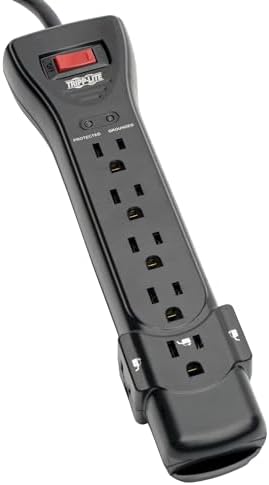 Tripp Lite 7 Outlet Surge Protector Power Strip, Extra Long Cord 25ft, Right-Angle Plug, Black, Lifetime Limited Warranty & $75K INSURANCE (SUPER725B)