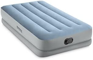 Intex 64157E Dura-Beam Plus Mid-Rise Air Mattress: Fiber-Tech – Twin Size – Built-in USB Electric Pump – 14in Bed Height – 300lb Weight Capacity