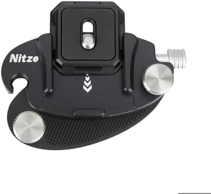 Nitze Camera Clip, Aluminum Capture Clip, Camera Backpack Mount with Anti-Off Lock and 4-Side Mountable Arca Quick Release Plate for DSLR/Mirroless Camera, Action Camera - N58A
