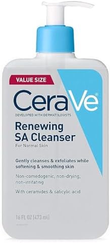 CeraVe SA Cleanser | Salicylic Acid Cleanser with Hyaluronic Acid, Niacinamide & Ceramides| BHA Exfoliant for Face | Fragrance Free Non-Comedogenic | 16 Ounce