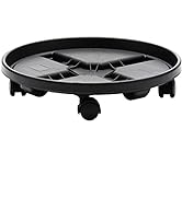 Bloem Round Planter Caddy with Wheels: 16" - Black - Durable Plastic Dolly, 360 Degree Wheel Move...