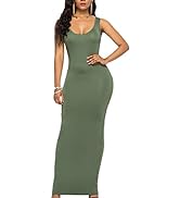 XXXITICAT Women's Casual Solid Color Sleeveless Bodycon Dresses Plus Size Fitted Maxi Sundress Ve...