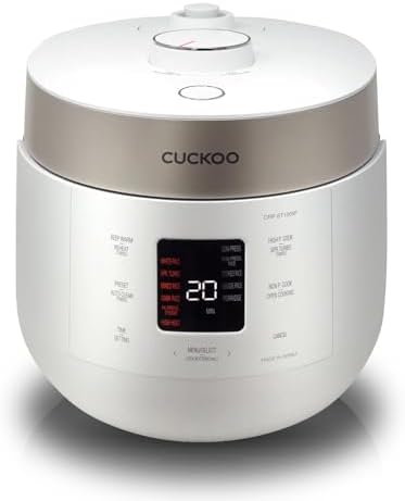 CUCKOO CRP-ST0609FW 6-Cup (Uncooked) / 12-Cup (Cooked) Twin Pressure Rice Cooker & Warmer with Nonstick Inner Pot, 16 Menu Options, 3 Voice Guide, Auto Clean (White)