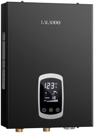 LALAHOO Tankless Water Heater Electric, Electric Water Heater 18kW 240V,Self Modulates to Save Energy Use Tankless Water Heater,Black Water Heater for Shower with LED Display,Instant Hot Water Heater