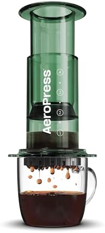 AeroPress Clear Green Coffee Press – 3 In 1 Brew Method Combines French Press, Espresso-style, Full Bodied Coffee Without Grit or Bitterness, Small Portable Coffee Maker for Camping & Travel, Green