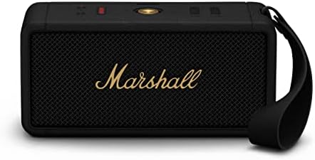 Marshall Middleton Portable Bluetooth Speaker, Black and Brass