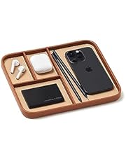 Nordik Valet Tray - Premium Vegan Leather Catchall Tray in Two-Tone Brown and Beige - Stylish Organization for Everyday Essentials