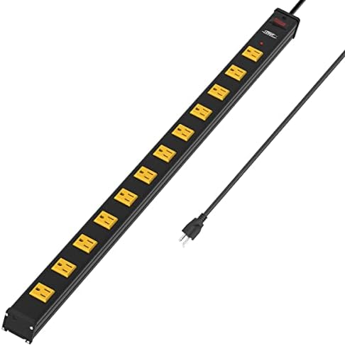 CRST Long Power Strip, 12-Outlet Heavy Duty Surge Protector Metal Power Bar with Wide Spaced 1800 Joules Protection 15A Circuit Breaker Mounting Brackets 6FT Extension Cord…