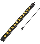 CRST Heavy Duty Surge Protector Power Strip Metal Power Bar with Wide Spaced 12-Outlet 1800 Joule...
