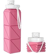 Popdigito Collapsible Water bottle with Leakproof Lid –Food-Grade BPA-Free Silicone Travel Bottle...