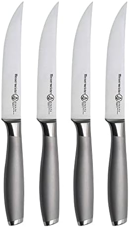 Messermeister Avanta 5” Fine Edge Steak Knife Set - German X50 Stainless Steel - Rust Resistant & Easy to Maintain - Includes 4 Steak Knives