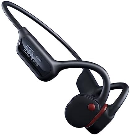 Fones de ouvido de condução óssea à prova d'água IPX8 Fones de ouvido esportivos Bluetooth abertos com memória de 32 GB e fone de ouvido sem fio MP3 para natação, corrida e direção (Black 1)