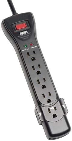 Tripp Lite 7-Outlet Surge Protector Power Strip, 7 Foot / 2.13M Cord, Right Angle Plug, 2160 Joules, Black & $75,000 Insurance (SUPER7B)