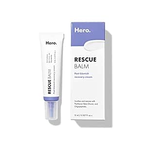 Hero Cosmetics Rescue Balm Post-Blemish Recovery Cream - Intensive Nourishing and Calming for Dry, Red-Looking Skin (0.5 fl. oz)