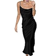 xxxiticat Women's Sleeveless Spaghetti Strap Satin Dress Cocktail Beach Evening Party Cowl Neck B...