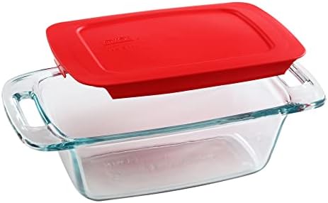 Pyrex Easy Grab 1.5-Qt Glass Loaf Dish with Lid, Tempered Glass Baking Pan with Large Handles, Non-Toxic, BPA-Free Lid, Bread Pan, Dishwasher, Fridge, Freezer, Oven and Microwave Safe Loaf Pan