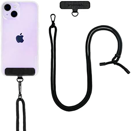 Smartish Phone Lanyard - Case Clinger - Universal iPhone Holder with Detachable Crossbody Shoulder Neck Strap Compatible with all Phone Cases - Adjustable Black Rope