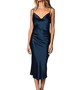 xxxiticat Women's Sleeveless Spaghetti Strap Satin Dress Cocktail Beach Evening Party Cowl Neck D...