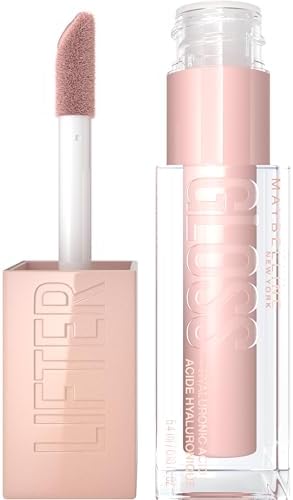 Maybelline Lifter Gloss, Hydrating Lip Gloss with Hyaluronic Acid, Ice, Pink Neutral, 0.18 Ounce