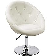 Duhome Jumbo Size Luxury White Synthetic Leather Contemporary Round Swivel Vanity Office Computer...
