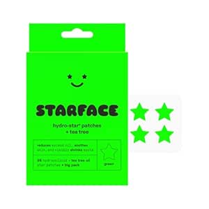 Starface Hydro-Star + Tea Tree BIG PACK, Hydrocolloid Patches with Plant-Based Tea Tree Oil, Helps Naturally Reduce Oil and Unclog Pores (96 count)