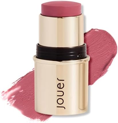 Jouer Blush & Bloom Cheek + Lipstick, Bare Rose - Hydrating Cream Blush Stick for Cheek and Lip Tint - Moisturizing Rose Hip and Squalane Oil Formula