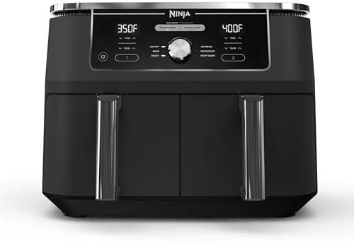 Ninja DZ401 Foodi 10 Quart 6-in-1 DualZone XL 2-Basket Air Fryer with 2 Independent Frying Baskets, Match Cook & Smart Finish to Roast, Broil, Dehydrate for Quick, Easy Family-Sized Meals, Grey