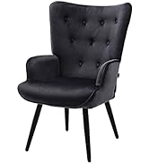 Furniliving Velvet Accent Chair Modern Upholstered Side Armchair with Tapered Legs Tufted Button ...