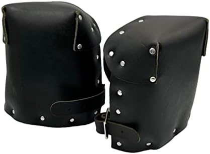 Ultimate Protection and Comfort: Heavy Duty Leather Kneepads for Work and Sports - Durable, Adjustable, and Reliable Double Thick Lining (Black Leather Knee Pads)