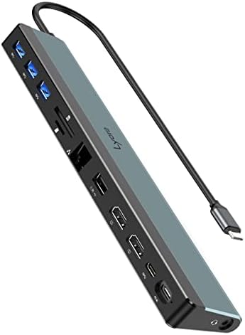 USB C Docking Station Dual Monitor: Lyare 12-in-1 Thunderbolt 3/4 Dock with 3 USB-A 3.0, USB-C 3.0, Dual 4K HDMI, 1000Mps Ethernet, 100W PD, SD/TF, Audio, for MacBook Air/Pro, HP, Dell, Lenovo, Acer