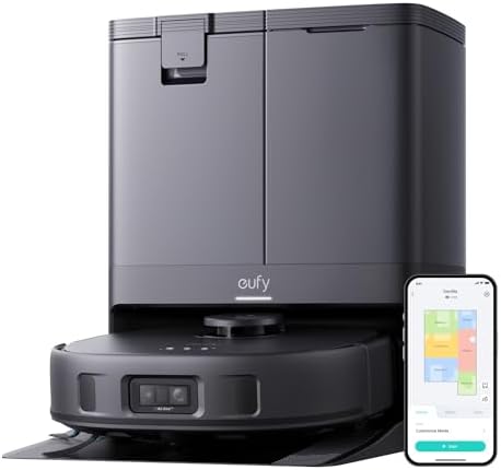 eufy X10 Pro Omni Saugroboter mit Wischfunktion & Absaugstation, All-in-One-Station, 8.000Pa, Auto-Absaugen/Befüllen, 2× Auto-Lift-Mopp mit Auto-Waschen/Trocknen, Aktive Hindernisvermeidung