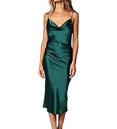 xxxiticat Women's Sleeveless Spaghetti Strap Satin Dress Cocktail Beach Evening Party Cowl Neck D...