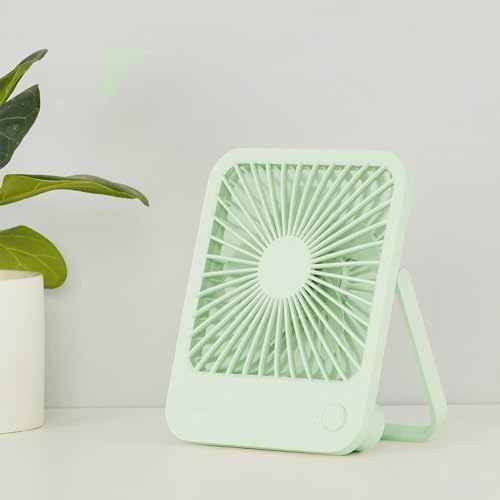 JISULIFE Desk Fan Battery Rechargable Fan，4500mAh 180°Foldable Portable Personal Fan, 4 Speeds Adjustable Long Battery-life for Home Office Travel Outdoor Gifts for Women Men-Green