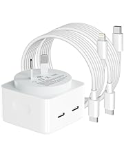 iPhone Fast Charger, 35W Dual USB C Fast Charger, Dual USB C Charger Plug with iPhone Fast Charger Lightning+ USB C Charging Cable, Suitable for iPhone 15/14/13/12/11 iPad/Galaxy