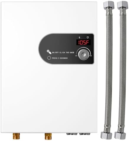 Upgraded 18KW Tankless Water Heater Electric, Electric Tankless Water Heater 240V with Self Modulates to Save Energy,Tankless Electric Water Heater with LED Display for Residential Whole House Shower