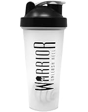 Warrior Protein Shaker Bottle, Includes Wire Mixball Blender – 600ml – Perfect for Mixing Powdered Shakes, Clear, BPA Free, Dishwasher Safe