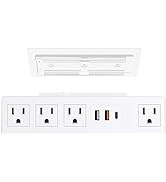 JUNNUJ 20W USB C Under Desk Power Strip, Under Mount Surge Protector with 4 Outlet Desktop, Adhes...