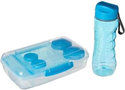 Sistema To Go Boîte repas et récipients pour repas | avec gourde (800 ml), boîte à bento (1,76 l), 2 pots pour sauces et 2 pots pour yaourts | Sans BPA | Lot de 6