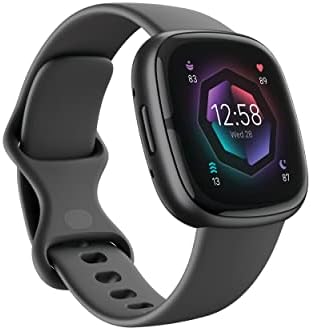 Fitbit Sense 2 Advanced Health and Fitness Smartwatch with Tools to Manage Stress and Sleep, ECG App, SpO2, 24/7 Heart Rate and GPS, Shadow Grey/Graphite, One Size (S & L Bands Included)