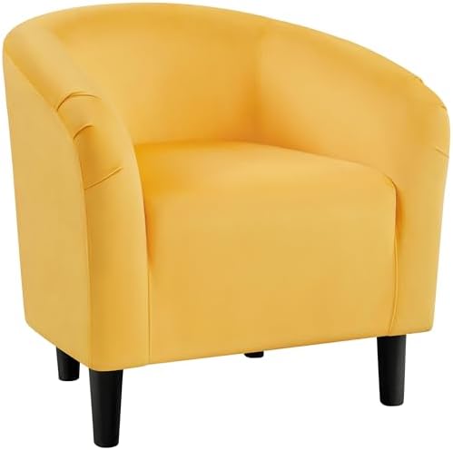 Yaheetech Yellow Chair, Accent Chair for Bedroom, Armchair for Living Room, Velvet Fabric Club Chair with Soft Padded Seat and Sturdy Legs for Bedroom Waiting Room, Yellow