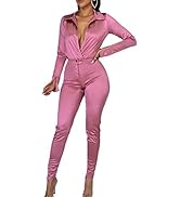 xxxiticat Women's Silk Satin Business Suit Office Lady Two Piece Long Sleeve Bodysuit High Waist ...