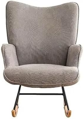 Devion Furniture Contemporary Modern Style Rocking Chair-Fabric Accent Chair-Gray