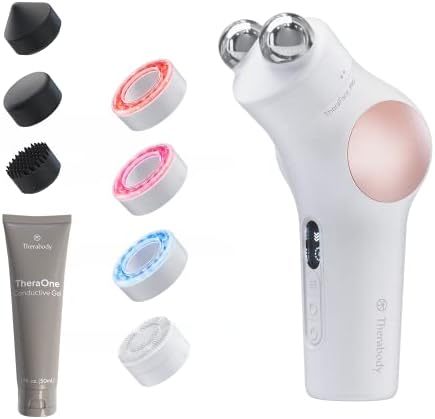 TheraFace PRO Microcurrent Facial Device - 8-in-1 Compact Face Massager, Facial Kit & Face Sculpting Tool with Light Therapy for Skin Tightening, Anti Wrinkle, Anti Aging & Skin Care (White)